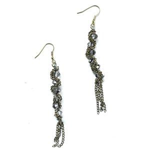 Droplet Gold Color Earring with Crystal beads